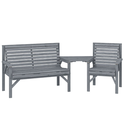 3-Piece Wooden Garden Furniture Set | Armchair | 2-Seater Bench | Detachable Tray Table | Umbrella Hole | Fir Wood | Water-Resistant | Natural Wood
