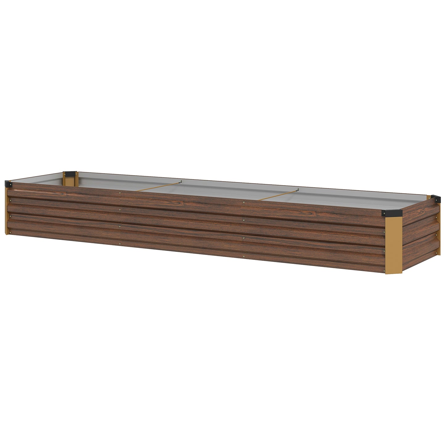 Outsunny 60 x 240cm Galvanised Steel Planter, with Open Bottom, Brown