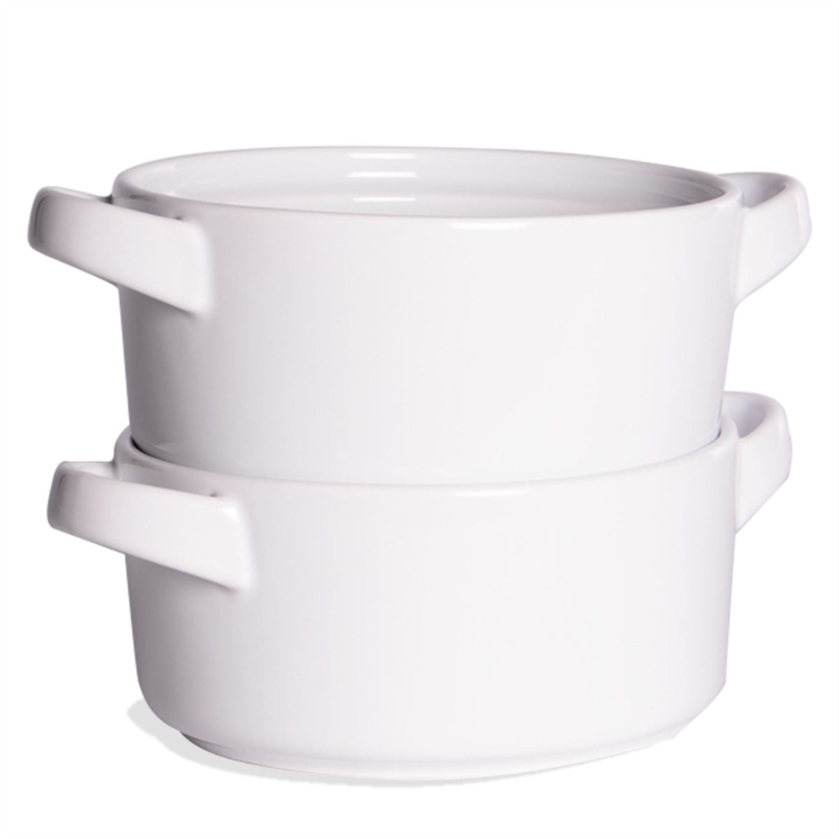 Maison & White Soup Bowls with Handles | Set of 4 × 625ml | White Stackable Ceramic Bowls for Soup, Stew & Noodles | Microwave & Dishwasher Safe