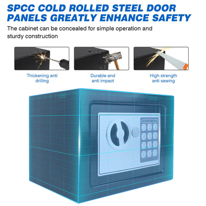 Safes for Home Fireproof Waterproof with 2 Manual Override Keys,Security Safe Cash Box with Double Digital Keypad and Key