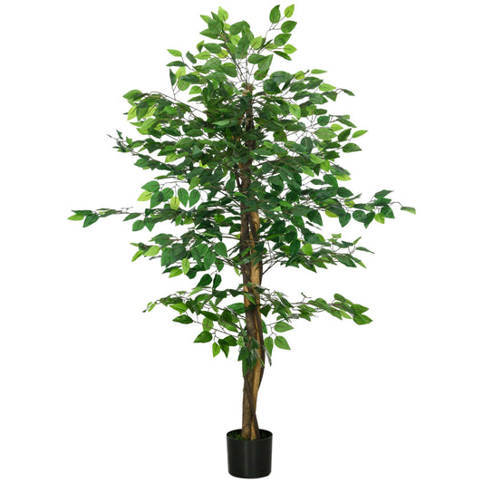 150cm Artificial Tree, Indoor Outdoor Fake Ficus with Pot for Home Office Living Room Decor