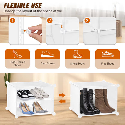 Shoe Storage Cabinet Layer Modular Plastic Shoe Rack, Cube Shoe Organizer, Dustproof and Waterproof, 40 Pairs of Shoes - 6/8/10