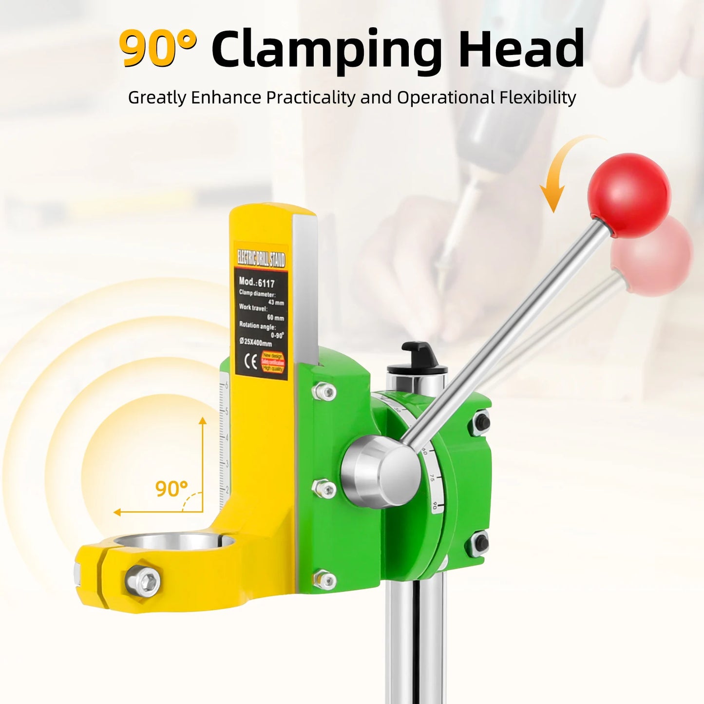 Adjustable Bench Drill Stand, 90° Angle Drill Press Stand for Hand Drill, 38-43Mm Clamp Bench Clamp Drill Holder