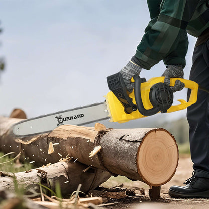 DURHAND Aluminium Chainsaw with Double Brake Protection and Blade Cover, 2000 W, 40 cm, for Wood, Trees and Branches, Yellow / Blue