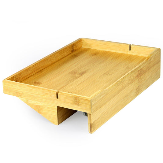 Maison & White Bamboo Clip-On Bedside Shelf | Clamp-On Bed Frame Tray with Cable Slots | Natural Finish | 33 × 25cm