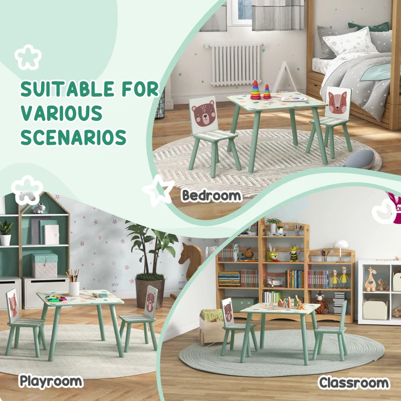 Kids Table and Chair Set And Kids Easel With Paper Roll, Storage Baskets, Kids Activity Furniture Set