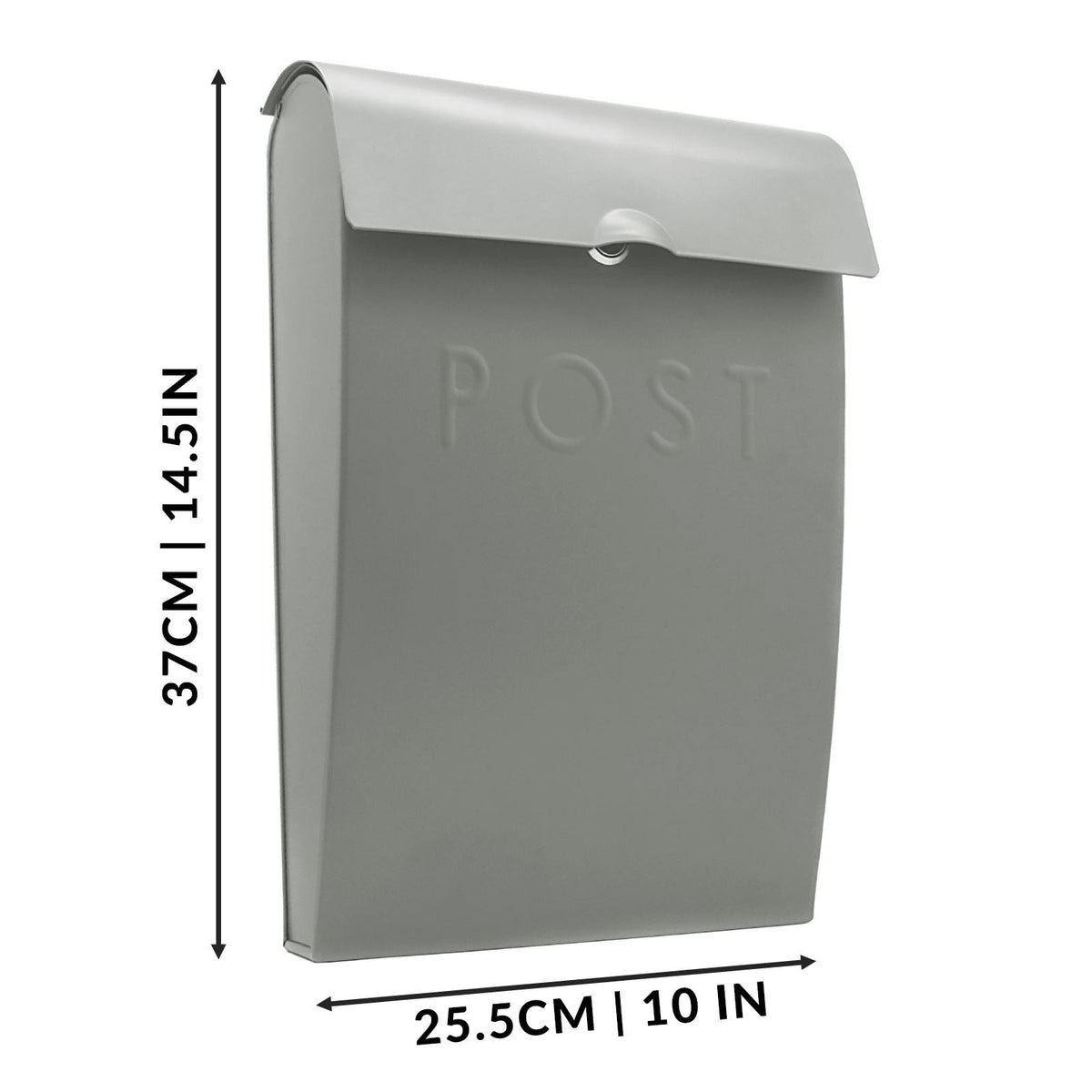Maison & White Grey Galvanised Steel Wall Mounted Post Box | Lockable | 2 Keys | Overhanging Lid | Weather-Resistant | 37x25.5x9cm | Wall Fixings Included | 2-Year Warranty