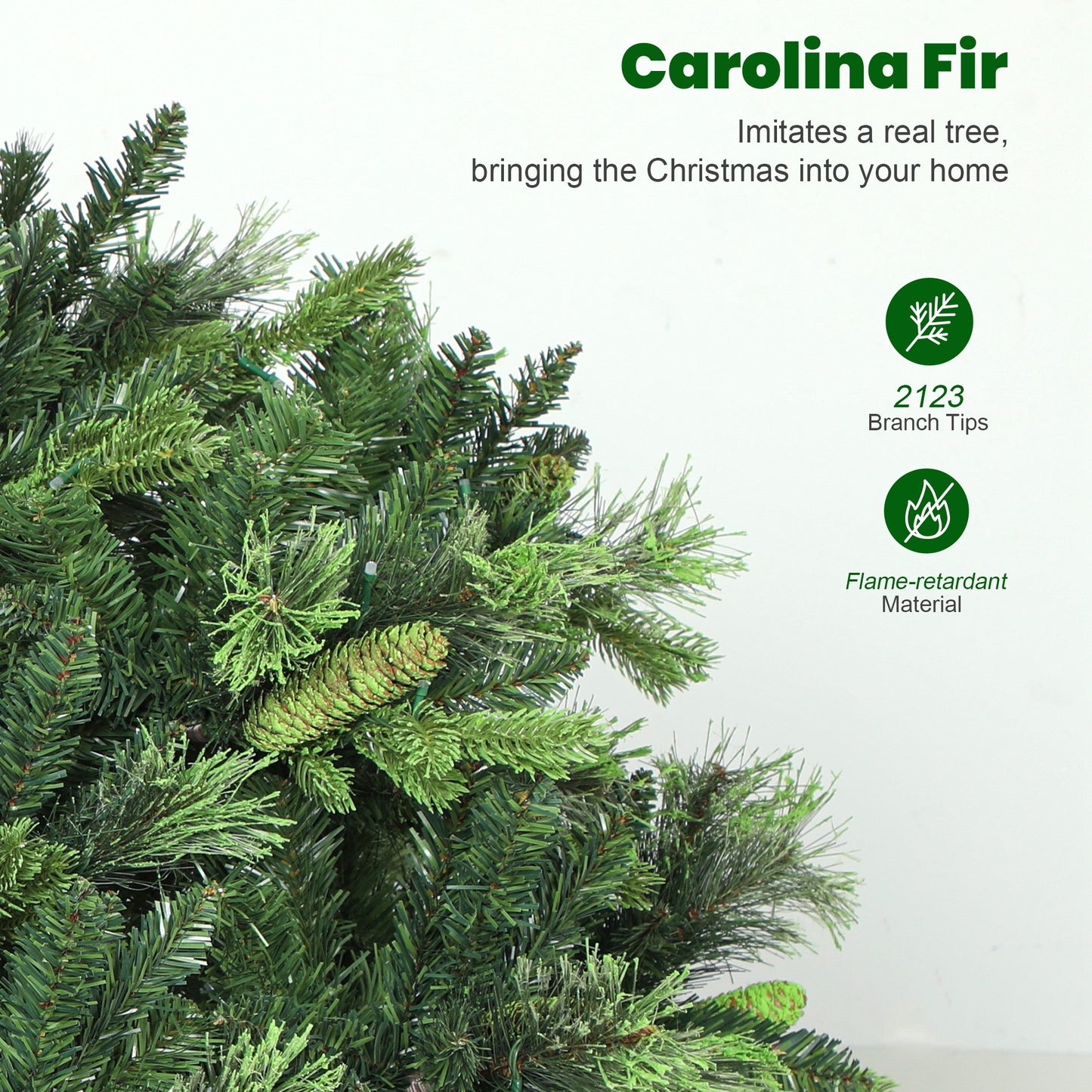 7.5ft Carolina Pine Christmas Tree with Colourful DIY Synchronised LED Lights and Remote