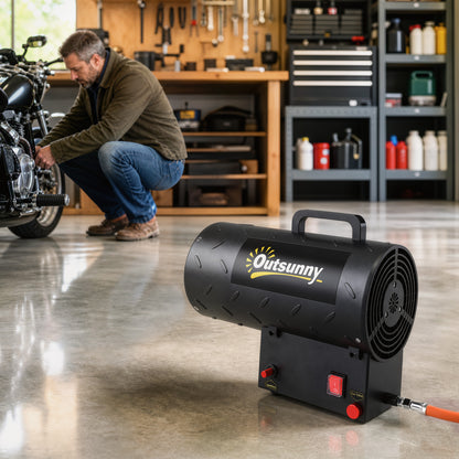 15 kW Gas Space Heater | 51,000 BTU Portable Forced-Air Fan | Workshop, Garage & Patio Heating | 150 m² | Black