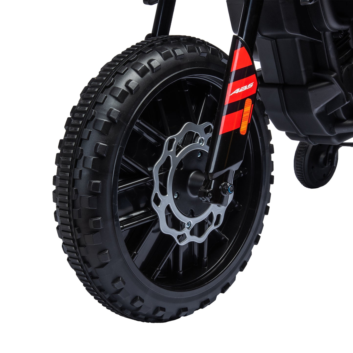 AIYAPLAY 12V Aprilia Licenced Kids Motorbike with Training Wheels, Spring Suspension, LED Light, USB, Music, Red / Yellow