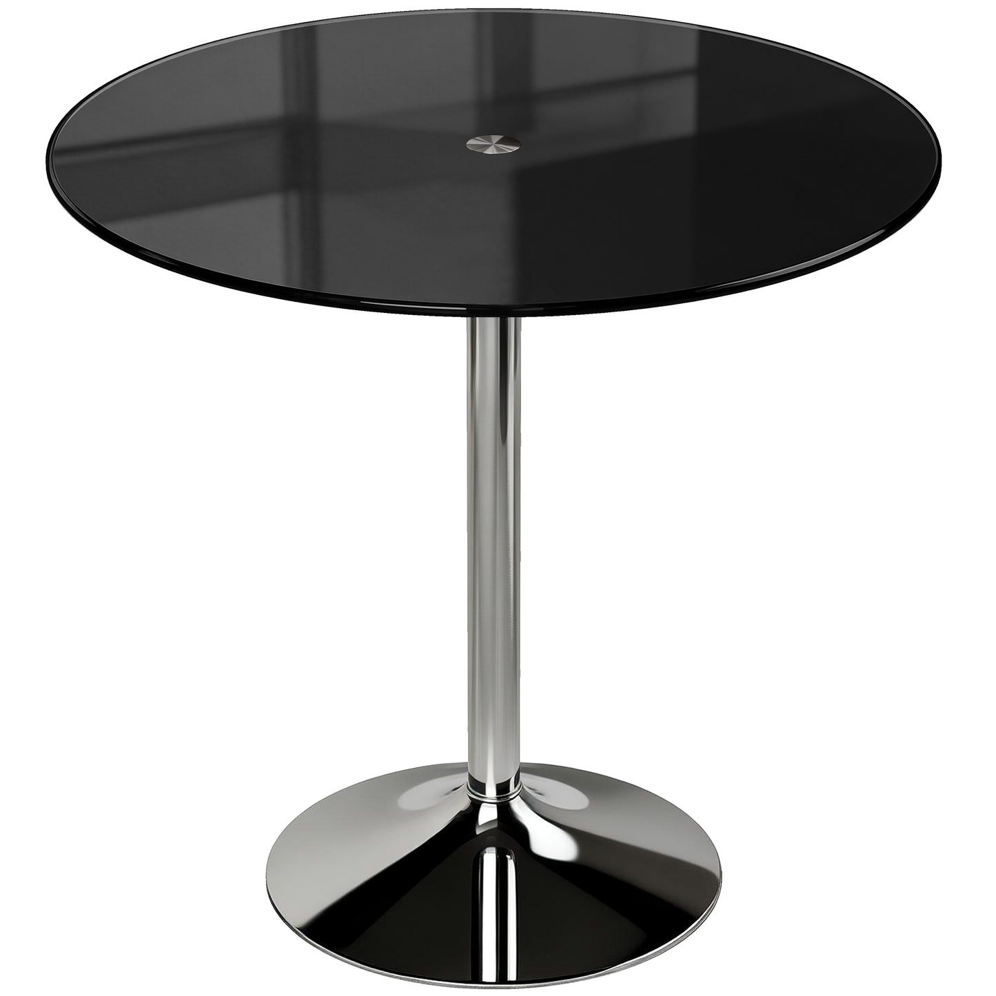 Round Bistro Dining Table | 8mm Tempered Glass Top | Steel Frame | Non-Slip Foot | Ø80x77cm | 20kg | Black