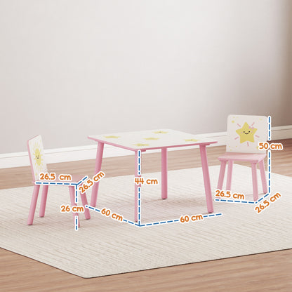 AIYAPLAY 3-Piece Toddler Table and Chair Set, Kids Table with 2 Chairs Set for Bedroom, Nursery, Playroom