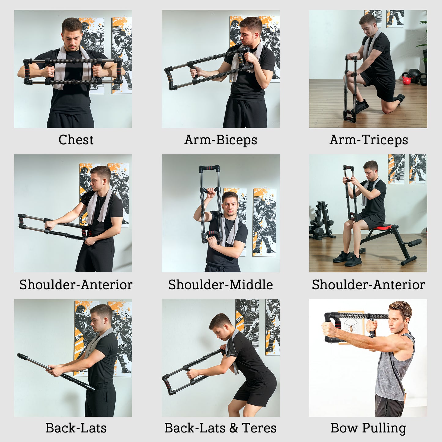 SPORTNOW Chest Expander, with 10-80kg Adjustable Resistance, for Home Gym, Office, Travel Workout