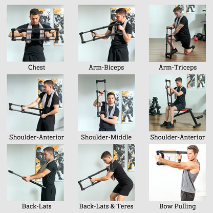 SPORTNOW Chest Expander, with 10-80kg Adjustable Resistance, for Home Gym, Office, Travel Workout