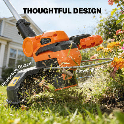 Cordless Strimmer with 2 x 4.0Ah Lithium Batteries & Charger, 2-in-1 Lightweight Cordless Grass Trimmer and Lawn Edger