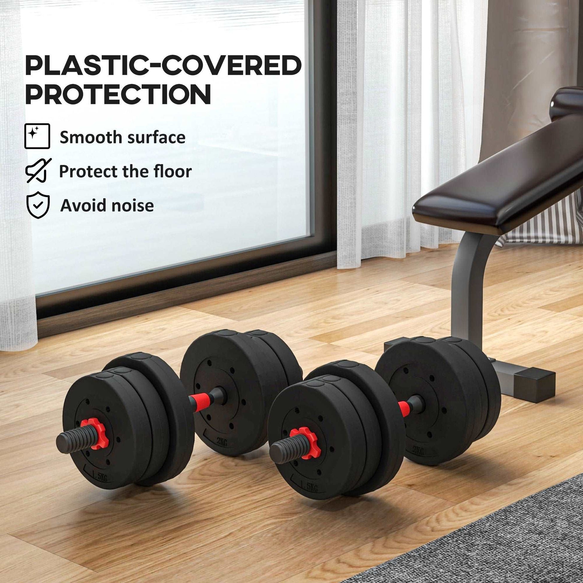 20kg 2 IN 1 Adjustable Dumbbells Weight Set, Dumbbell Hand Weight Barbell for Body Fitness, Lifting Training for Home, Office, Gym, Black