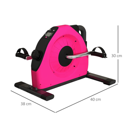 SPORTNOW Mini Exercise Bike, Portable Under Desk Pedal Exerciser with LCD Display for Legs and Arms Rehabilitation and Therapy, Red