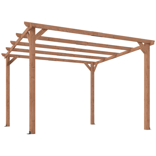 3 x 3 m Wooden Pergola Kit, Garden Pergola Gazebo Grape Trellis with Triangle Supports, 5 Beams, Maple Wood-effect