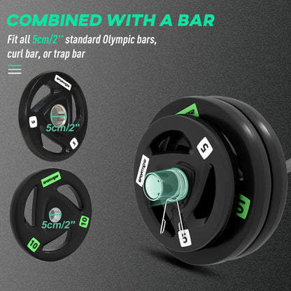 Olympic EZ Curl Bar with 50kg Weight Plates, Barbell Bar for 5cm Weight Plates with Spring Clips, Home Gym Weight Lifting Bar, 120cm, 58kg