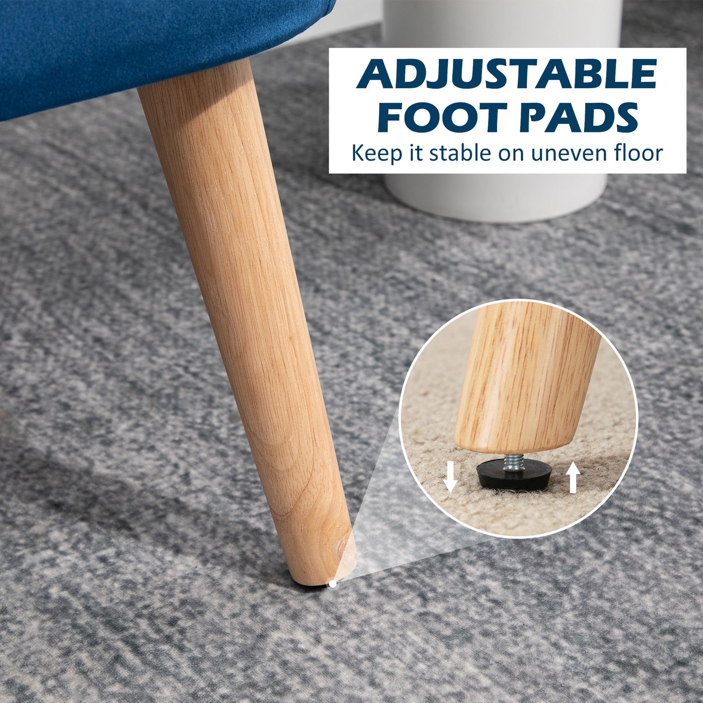 Modern Double Seat Sofa Foam Padding High Back Soft Comfortable Compact Couch Home Office Dark Blue