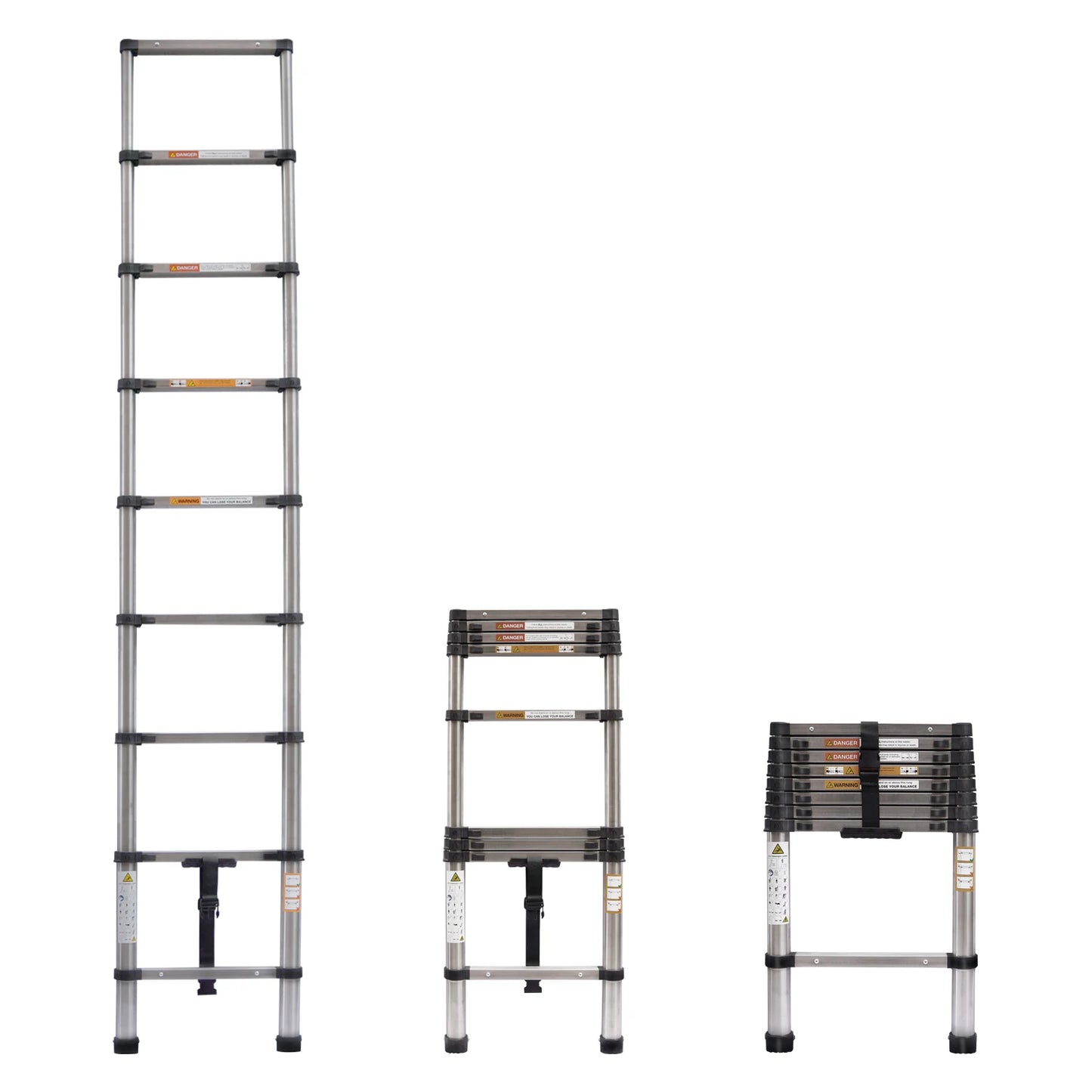 8.5FT/2.6M Multi-Purpose Folding Telescopic Ladder For Decorating Painting In/Outdoor Extendable Portable Loft, 330lb/150kg