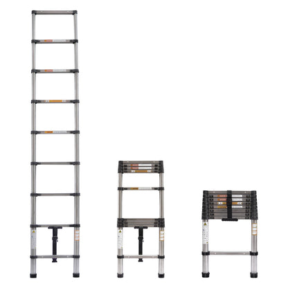 8.5FT/2.6M Multi-Purpose Folding Telescopic Ladder For Decorating Painting In/Outdoor Extendable Portable Loft, 330lb/150kg
