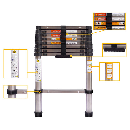 8.5FT/2.6M Multi-Purpose Folding Telescopic Ladder For Decorating Painting In/Outdoor Extendable Portable Loft, 330lb/150kg