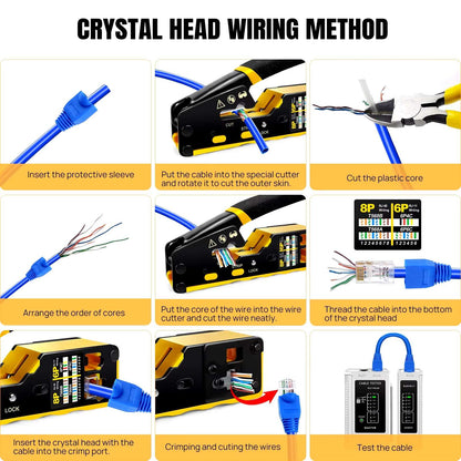 3 In 1 Pass through RJ45 Crimp Tool Kit Ethernet Crimper CAT5 Cat 5E Cat 6 Crimping Tool Kit - Crimp Cutting Peeling Tool Kit