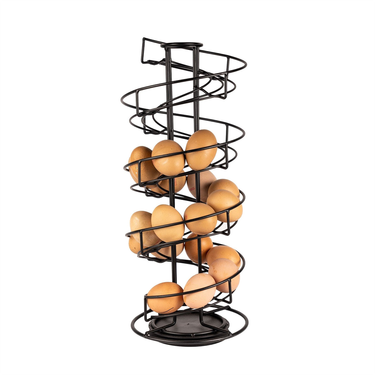 Maison & White Spiral Egg Holder | Black Coated Iron Helter Skelter Rack | Holds Up to 32 Medium Eggs | 42cm Tall