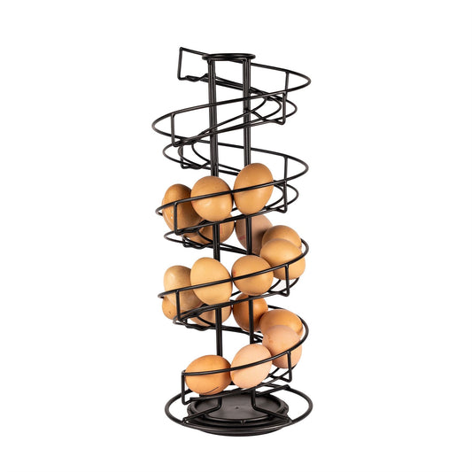 Maison & White Spiral Egg Holder | Black Coated Iron Helter Skelter Rack | Holds Up to 32 Medium Eggs | 42cm Tall
