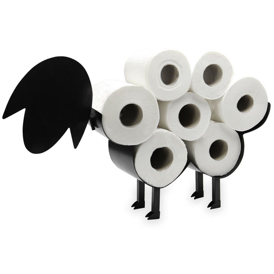 Pukkr Sheep Toilet Roll Holder | Freestanding Steel | Holds 7 Rolls | Novelty Bathroom Décor | No Fixings Required | Assembly Required | 53.5x32.5x12.5cm | 2-Year Warranty