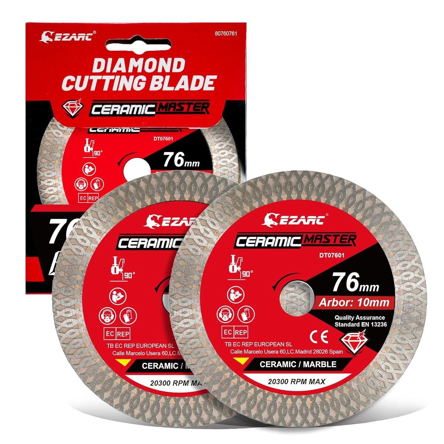 EZARC 76mm Diamond Cutting Disc Super Thin Diamond Saw Blades for Angle Grinder for Cutting Porcelain Granite Marble Tile Ceramic