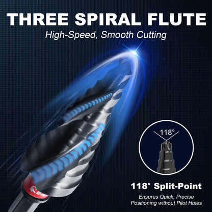EZARC Step Drill Bit for Metal, 4-12Mm M35 Spiral Flute Unibit Step Drill Bit 1PC, Wear-Resistant Altin Coated Universal Bit