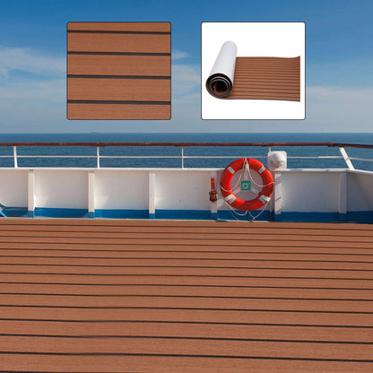 106 '' X 35 '' Marine Eva Flooring, 6Mm Thick, Brown Stripe Design, Perfect for Yachts and Boats, Ship Deck Flooring
