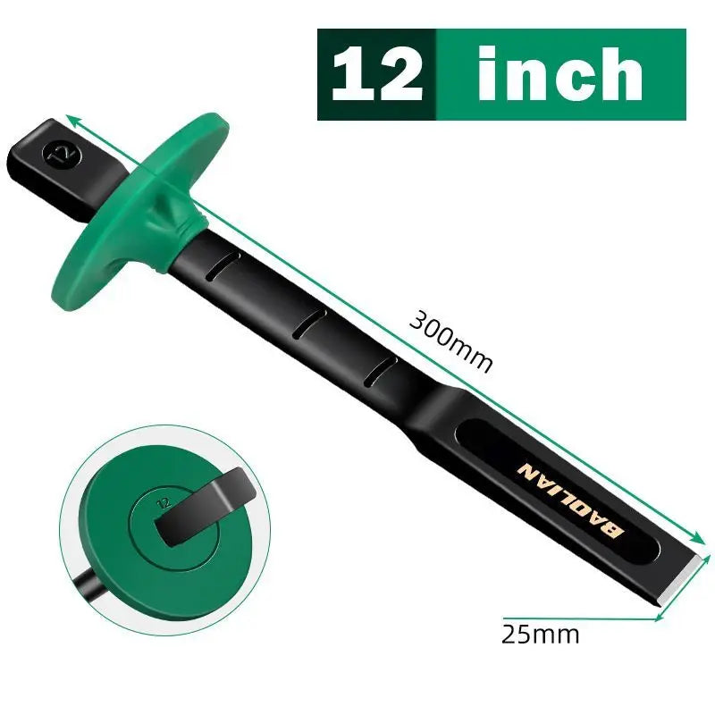 Heavy-Duty Flat Chisel with Hand Guard 6/8/10/12 Inch Stone Concrete Splitter Stonemason's Carving Knife Woodworking Tools 