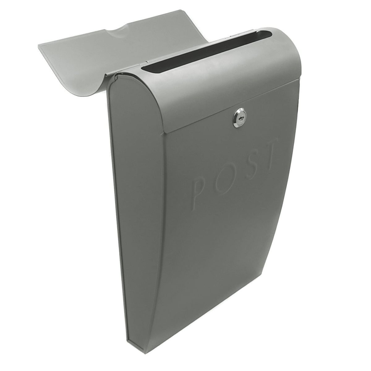 Maison & White Grey Galvanised Steel Wall Mounted Post Box | Lockable | 2 Keys | Overhanging Lid | Weather-Resistant | 37x25.5x9cm | Wall Fixings Included | 2-Year Warranty
