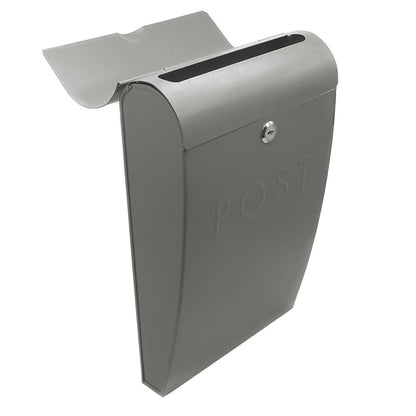 Maison & White Grey Galvanised Steel Wall Mounted Post Box | Lockable | 2 Keys | Overhanging Lid | Weather-Resistant | 37x25.5x9cm | Wall Fixings Included | 2-Year Warranty