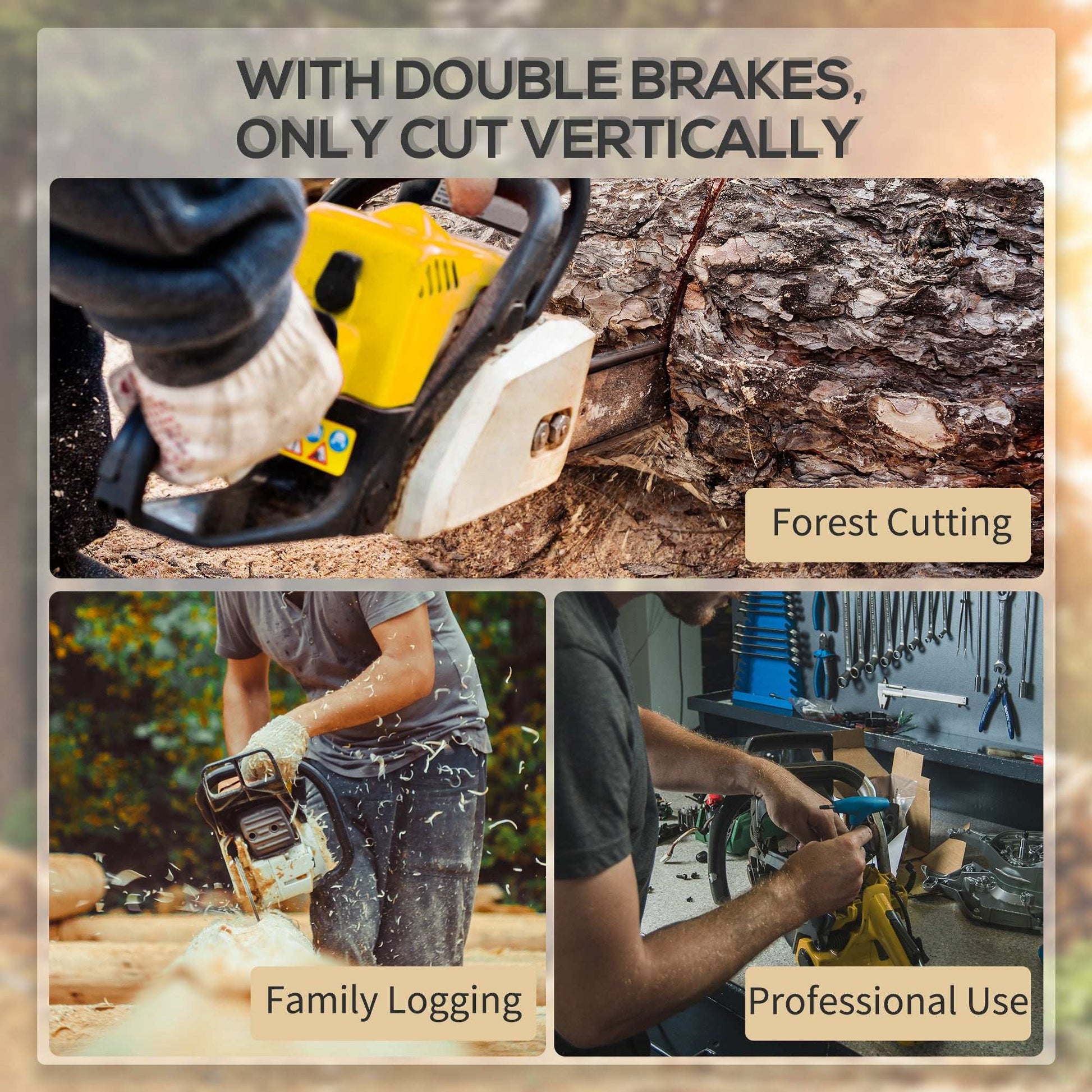 DURHAND Aluminium Chainsaw with Double Brake Protection and Blade Cover, 2000 W, 40 cm, for Wood, Trees and Branches, Yellow / Blue