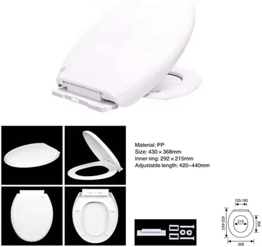 Soft Close White Toilet Seat With Quick Release, Sturdy Duro Plastic Anti-Bacterial Toilet Lid WC Seat