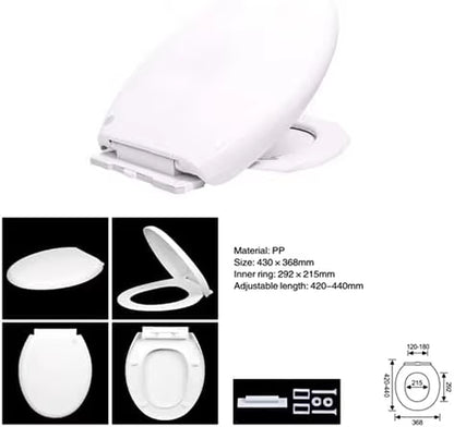 Soft Close White Toilet Seat With Quick Release, Sturdy Duro Plastic Anti-Bacterial Toilet Lid WC Seat