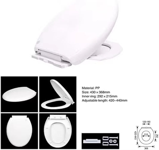 Soft Close White Toilet Seat With Quick Release, Sturdy Duro Plastic Anti-Bacterial Toilet Lid WC Seat