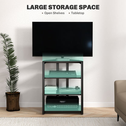 TV Stand Cabinet for 28 Inch TVs, Corner TV Unit with Open Adjustable Shelves and Extension Lead Holder, Entertainment Unit for Living Room, Black
