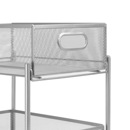 Maison & White 2 Tier Stainless Steel Sliding Shelves | 31x33x23.5cm | 2 Mesh Pull-Out Drawers | No Assembly | Kitchen Pantry Bathroom Desk | Freestanding Storage | 2-Year Warranty