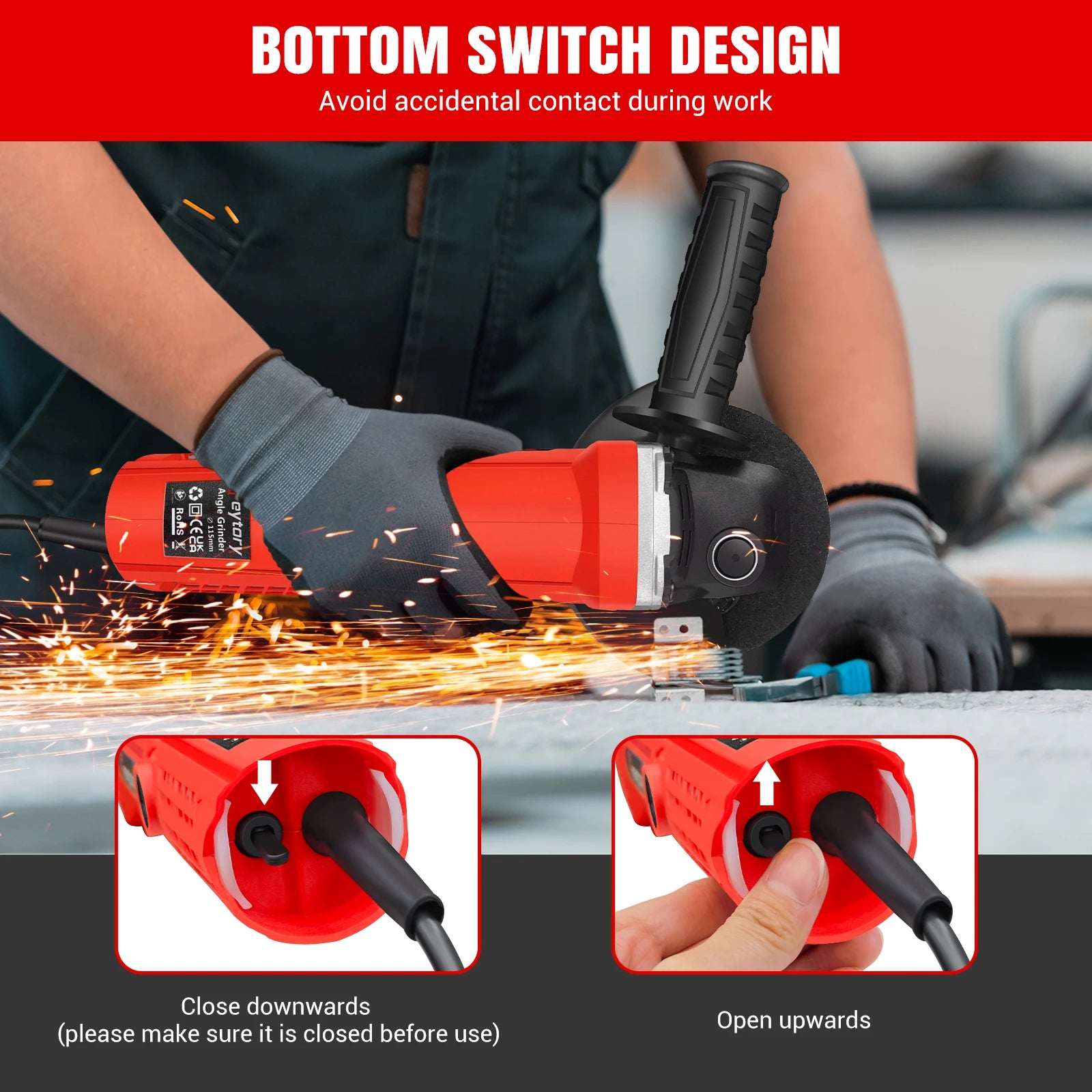 5000W Electric Corded Angle Grinder Grinding Sander Tool For Metal Tile Cutting & Polishing M14 12000RPM