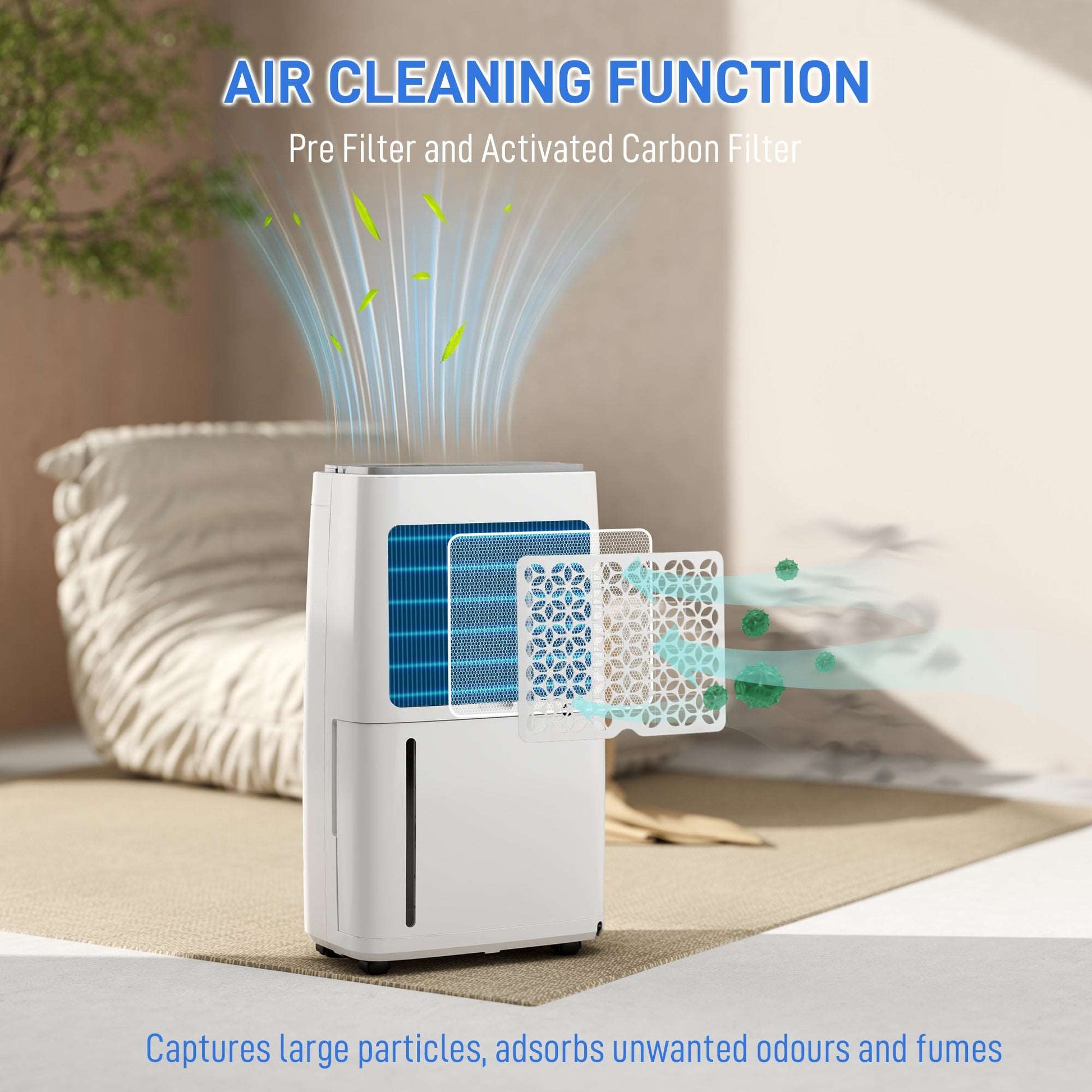 16L/Day Dehumidifier with Activated Carbon Air Filter, Continuous Drainage, 5.5L Water Tank, 24H Timer for Home Damp, Bedroom, Condensation,