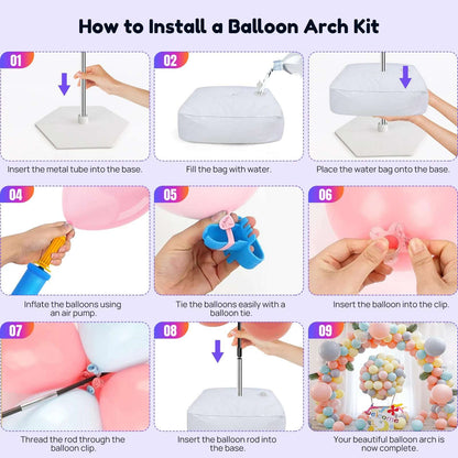 Reusable Balloon Arch Stand Kit with Base, Adjustable Balloon Arch Frame 3M Wide & 2.7M Tall for Graduation Wedding Birthday