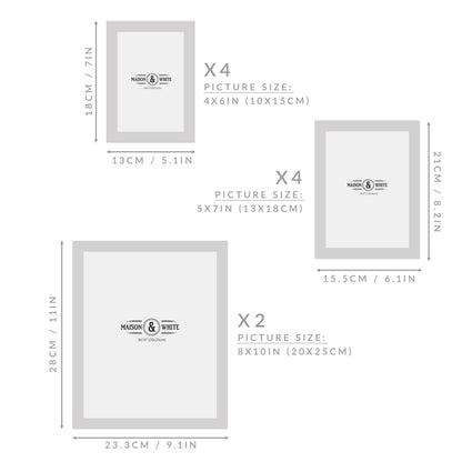 Maison & White Set of 10 Assorted White Photo Frames | E1 Fiberboard | 3 Sizes | Wall Mount or Freestanding | Portrait & Landscape | Perspex Cover | 2-Year Warranty