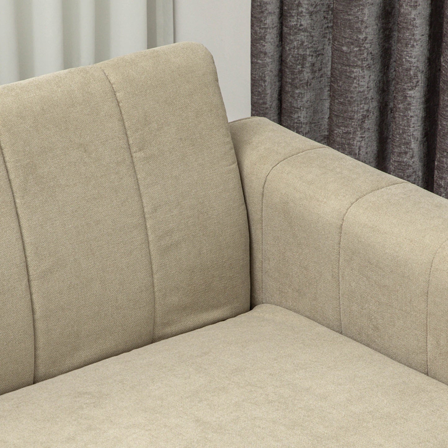 3 Seater Sofa, Modern Fabric Sofa Couch, Channel Tufted Upholstered Sofa Settee for Living Room, Guest Room, Bedroom, Home Office