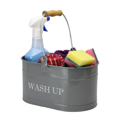 Wash Up Tidy | Powder-Coated Steel | 3 Compartments | Carry Handle | Rust Resistant | 27x14x12.5cm | Kitchen Sink Organiser | 2-Year Guarantee | Grey