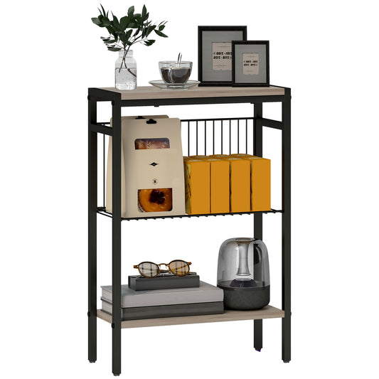 Three Shelf Industrial Side Table - Grey